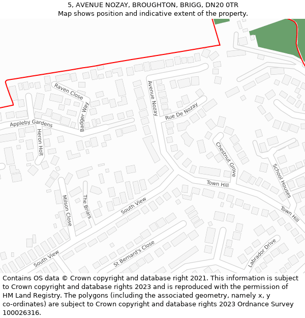 5, AVENUE NOZAY, BROUGHTON, BRIGG, DN20 0TR: Location map and indicative extent of plot