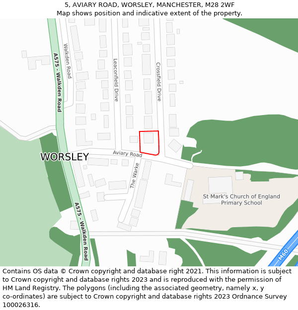 5, AVIARY ROAD, WORSLEY, MANCHESTER, M28 2WF: Location map and indicative extent of plot