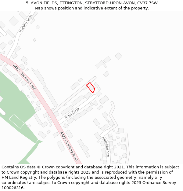 5, AVON FIELDS, ETTINGTON, STRATFORD-UPON-AVON, CV37 7SW: Location map and indicative extent of plot