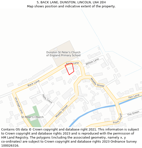 5, BACK LANE, DUNSTON, LINCOLN, LN4 2EH: Location map and indicative extent of plot
