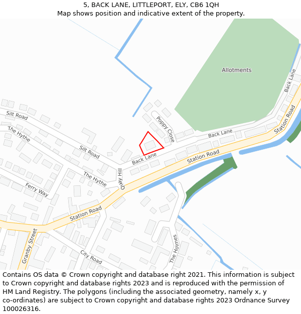 5, BACK LANE, LITTLEPORT, ELY, CB6 1QH: Location map and indicative extent of plot