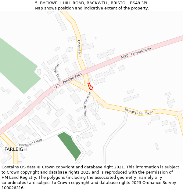 5, BACKWELL HILL ROAD, BACKWELL, BRISTOL, BS48 3PL: Location map and indicative extent of plot