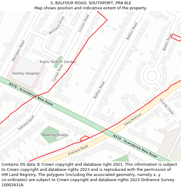 5, BALFOUR ROAD, SOUTHPORT, PR8 6LE: Location map and indicative extent of plot