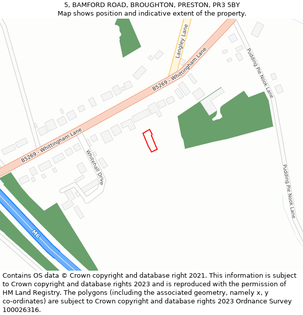 5, BAMFORD ROAD, BROUGHTON, PRESTON, PR3 5BY: Location map and indicative extent of plot