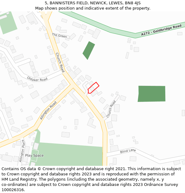 5, BANNISTERS FIELD, NEWICK, LEWES, BN8 4JS: Location map and indicative extent of plot