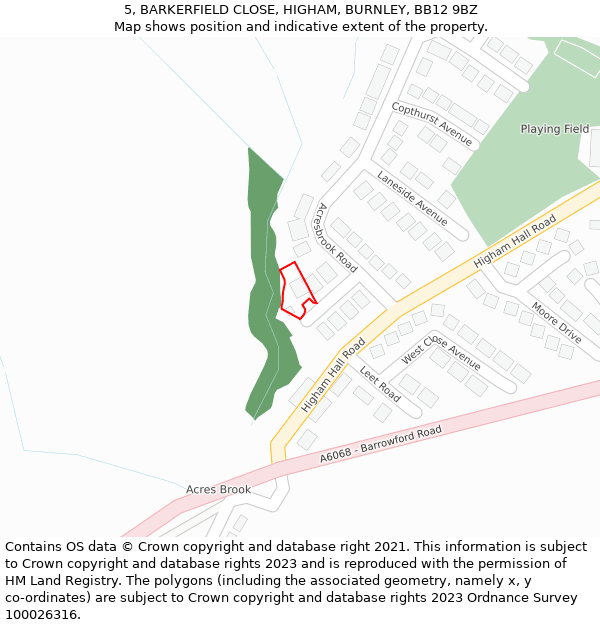 5, BARKERFIELD CLOSE, HIGHAM, BURNLEY, BB12 9BZ: Location map and indicative extent of plot