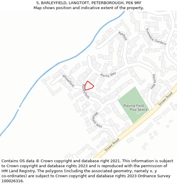 5, BARLEYFIELD, LANGTOFT, PETERBOROUGH, PE6 9RF: Location map and indicative extent of plot