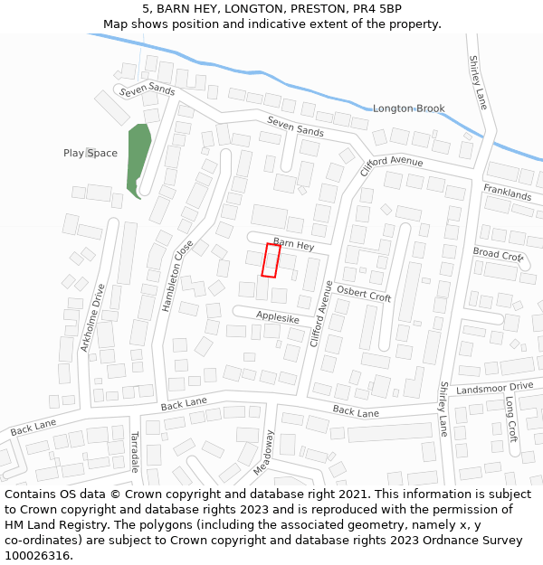 5, BARN HEY, LONGTON, PRESTON, PR4 5BP: Location map and indicative extent of plot