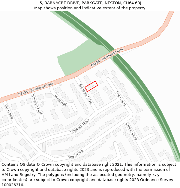 5, BARNACRE DRIVE, PARKGATE, NESTON, CH64 6RJ: Location map and indicative extent of plot