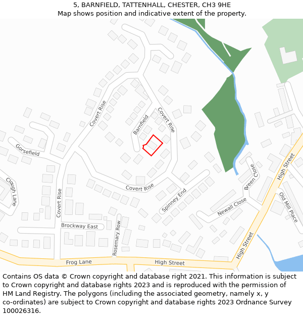 5, BARNFIELD, TATTENHALL, CHESTER, CH3 9HE: Location map and indicative extent of plot