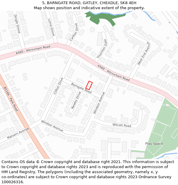 5, BARNGATE ROAD, GATLEY, CHEADLE, SK8 4EH: Location map and indicative extent of plot