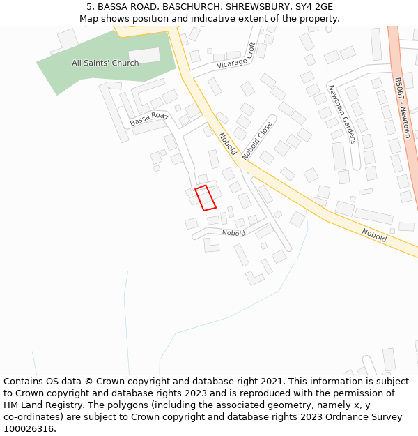 5, BASSA ROAD, BASCHURCH, SHREWSBURY, SY4 2GE: Location map and indicative extent of plot