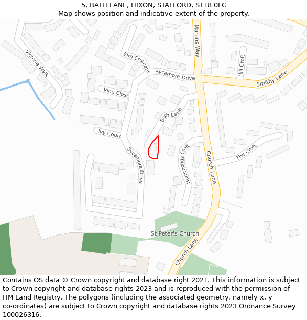 5, BATH LANE, HIXON, STAFFORD, ST18 0FG: Location map and indicative extent of plot