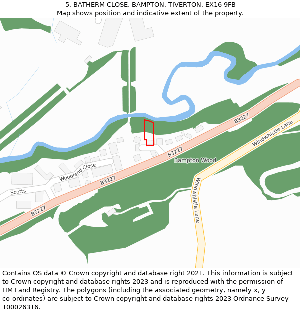 5, BATHERM CLOSE, BAMPTON, TIVERTON, EX16 9FB: Location map and indicative extent of plot