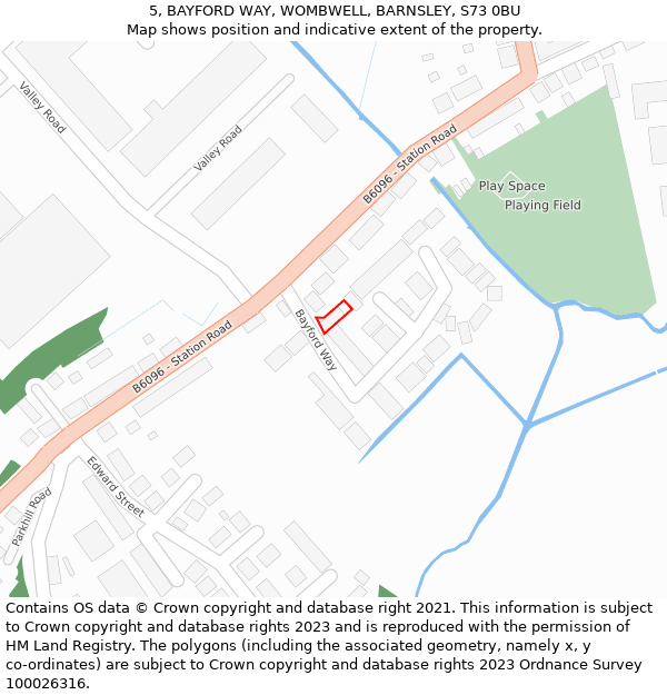 5, BAYFORD WAY, WOMBWELL, BARNSLEY, S73 0BU: Location map and indicative extent of plot