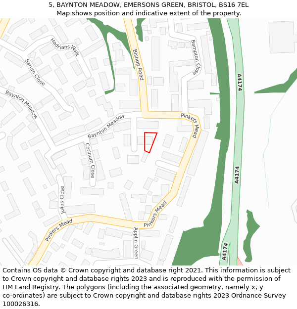 5, BAYNTON MEADOW, EMERSONS GREEN, BRISTOL, BS16 7EL: Location map and indicative extent of plot