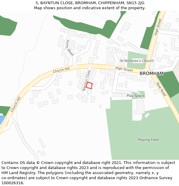 5, BAYNTUN CLOSE, BROMHAM, CHIPPENHAM, SN15 2JG: Location map and indicative extent of plot