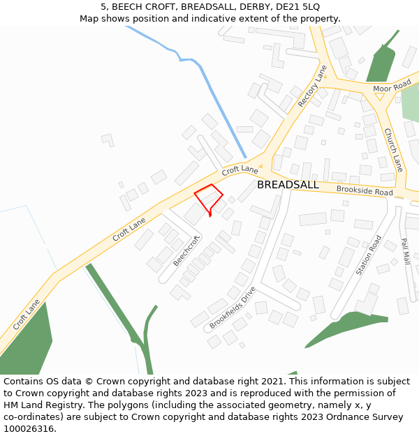 5, BEECH CROFT, BREADSALL, DERBY, DE21 5LQ: Location map and indicative extent of plot