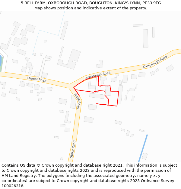 5 BELL FARM, OXBOROUGH ROAD, BOUGHTON, KING'S LYNN, PE33 9EG: Location map and indicative extent of plot