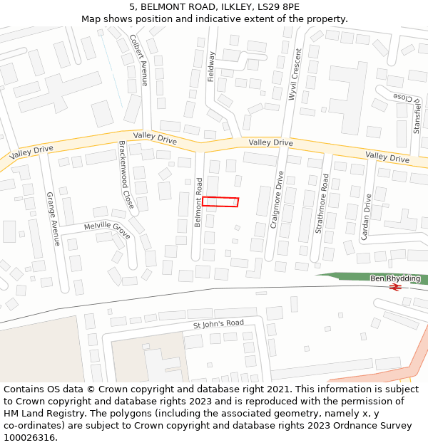 5, BELMONT ROAD, ILKLEY, LS29 8PE: Location map and indicative extent of plot