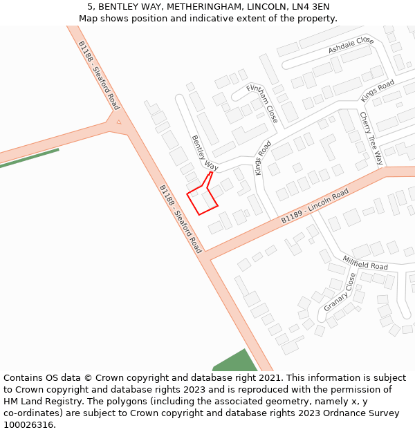 5, BENTLEY WAY, METHERINGHAM, LINCOLN, LN4 3EN: Location map and indicative extent of plot