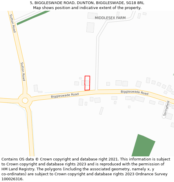 5, BIGGLESWADE ROAD, DUNTON, BIGGLESWADE, SG18 8RL: Location map and indicative extent of plot