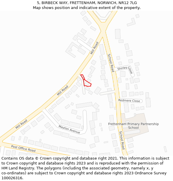 5, BIRBECK WAY, FRETTENHAM, NORWICH, NR12 7LG: Location map and indicative extent of plot