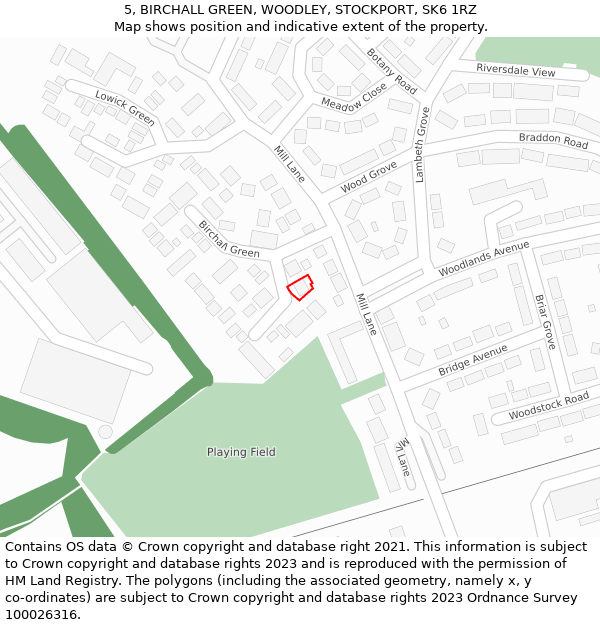 5, BIRCHALL GREEN, WOODLEY, STOCKPORT, SK6 1RZ: Location map and indicative extent of plot