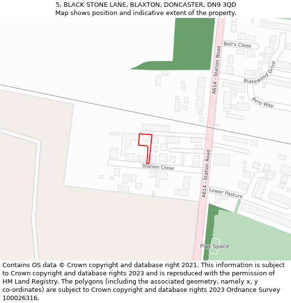 5, BLACK STONE LANE, BLAXTON, DONCASTER, DN9 3QD: Location map and indicative extent of plot