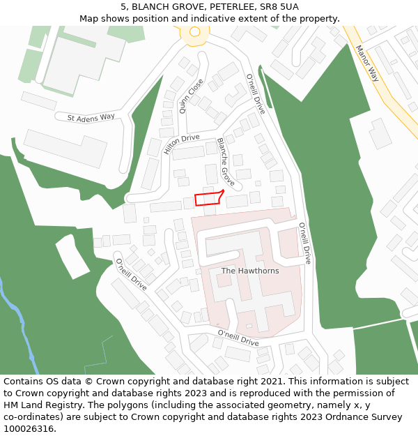 5, BLANCH GROVE, PETERLEE, SR8 5UA: Location map and indicative extent of plot