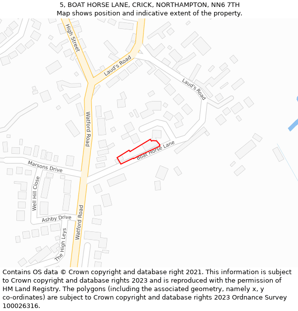 5, BOAT HORSE LANE, CRICK, NORTHAMPTON, NN6 7TH: Location map and indicative extent of plot