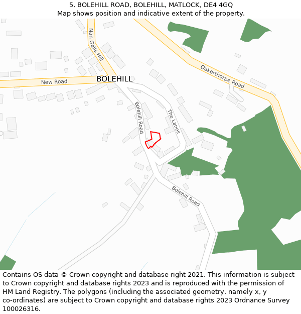 5, BOLEHILL ROAD, BOLEHILL, MATLOCK, DE4 4GQ: Location map and indicative extent of plot