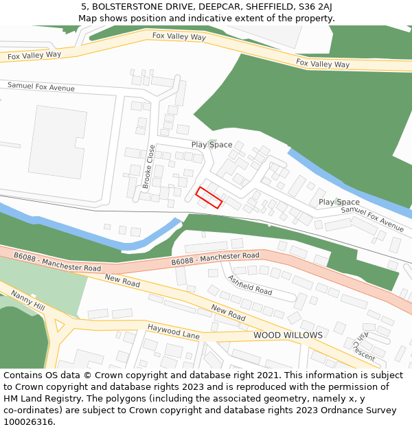 5, BOLSTERSTONE DRIVE, DEEPCAR, SHEFFIELD, S36 2AJ: Location map and indicative extent of plot