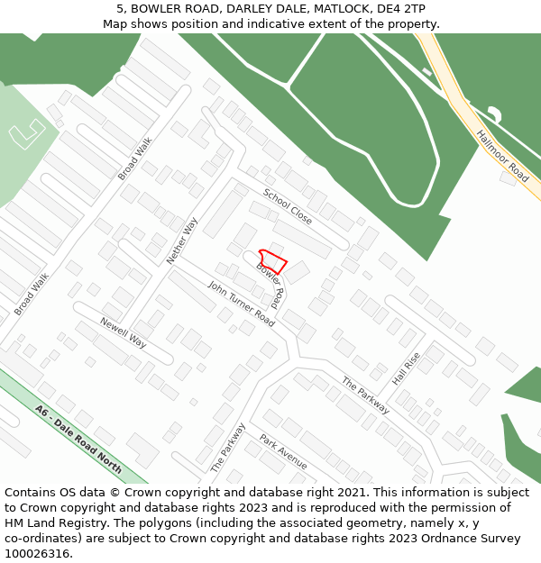 5, BOWLER ROAD, DARLEY DALE, MATLOCK, DE4 2TP: Location map and indicative extent of plot