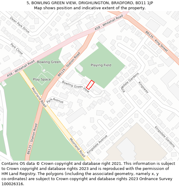 5, BOWLING GREEN VIEW, DRIGHLINGTON, BRADFORD, BD11 1JP: Location map and indicative extent of plot