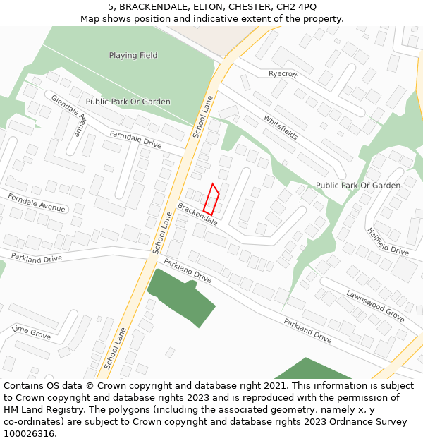 5, BRACKENDALE, ELTON, CHESTER, CH2 4PQ: Location map and indicative extent of plot