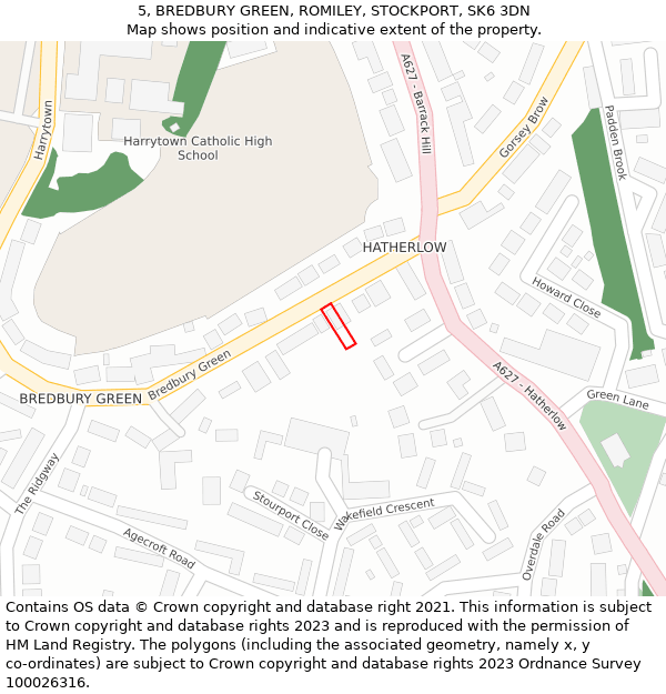 5, BREDBURY GREEN, ROMILEY, STOCKPORT, SK6 3DN: Location map and indicative extent of plot