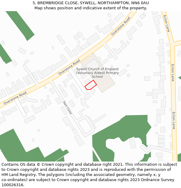 5, BREMBRIDGE CLOSE, SYWELL, NORTHAMPTON, NN6 0AU: Location map and indicative extent of plot