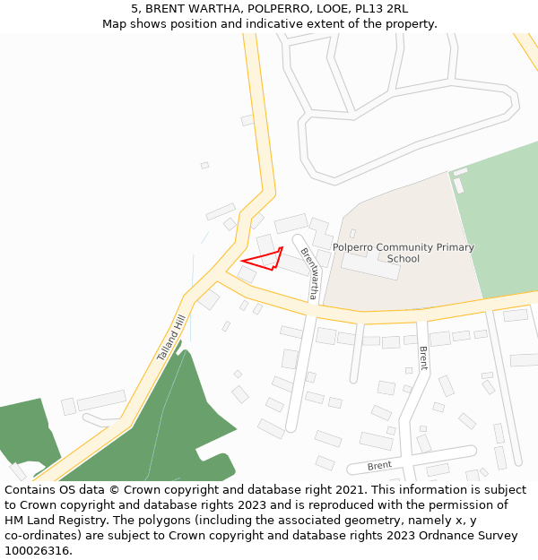 5, BRENT WARTHA, POLPERRO, LOOE, PL13 2RL: Location map and indicative extent of plot