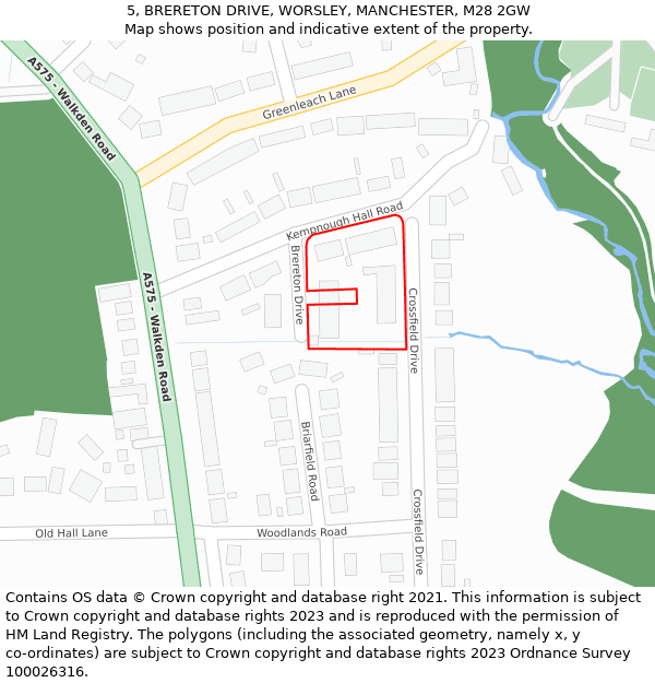 5, BRERETON DRIVE, WORSLEY, MANCHESTER, M28 2GW: Location map and indicative extent of plot
