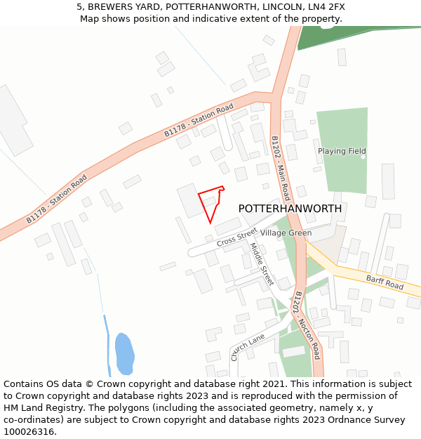 5, BREWERS YARD, POTTERHANWORTH, LINCOLN, LN4 2FX: Location map and indicative extent of plot