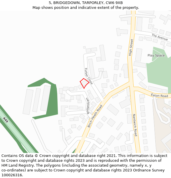 5, BRIDGEDOWN, TARPORLEY, CW6 9XB: Location map and indicative extent of plot