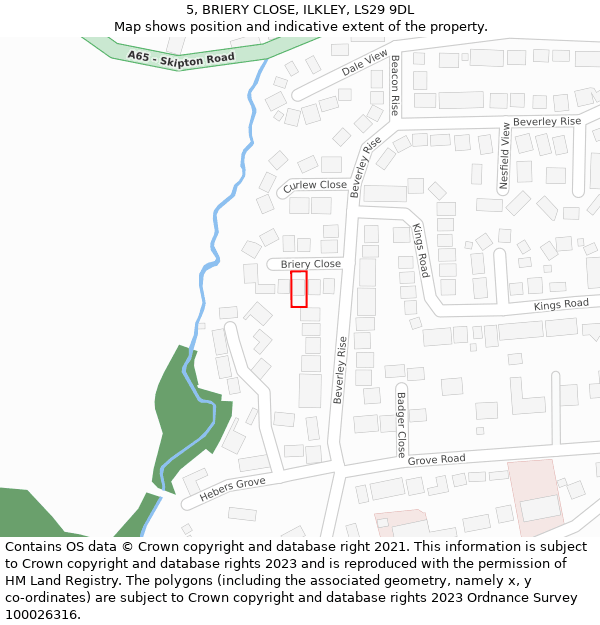 5, BRIERY CLOSE, ILKLEY, LS29 9DL: Location map and indicative extent of plot