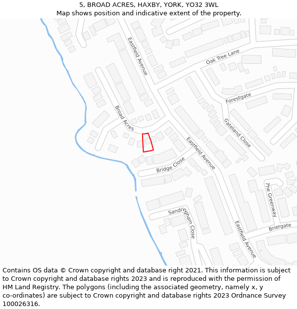 5, BROAD ACRES, HAXBY, YORK, YO32 3WL: Location map and indicative extent of plot