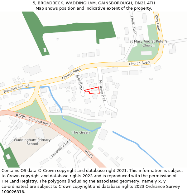 5, BROADBECK, WADDINGHAM, GAINSBOROUGH, DN21 4TH: Location map and indicative extent of plot