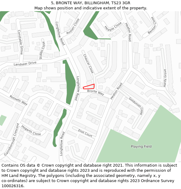 5, BRONTE WAY, BILLINGHAM, TS23 3GR: Location map and indicative extent of plot