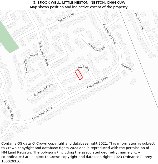 5, BROOK WELL, LITTLE NESTON, NESTON, CH64 0UW: Location map and indicative extent of plot