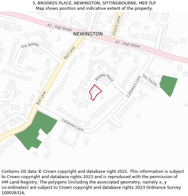 5, BROOKES PLACE, NEWINGTON, SITTINGBOURNE, ME9 7LP: Location map and indicative extent of plot