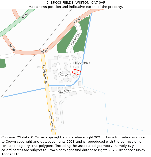 5, BROOKFIELDS, WIGTON, CA7 0AF: Location map and indicative extent of plot