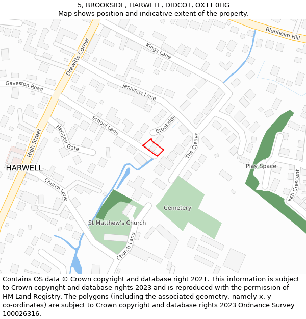 5, BROOKSIDE, HARWELL, DIDCOT, OX11 0HG: Location map and indicative extent of plot
